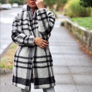 NWOT Madewell Florence Plaid Wool Coat